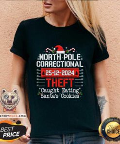 Funny North Pole Correctional Theft Caught Eating Santa's Cookies V-neck