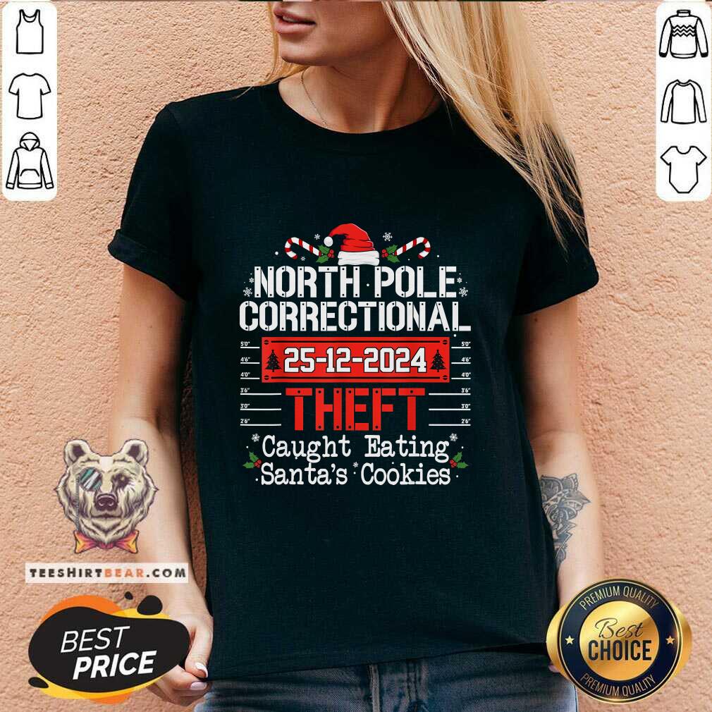 Funny North Pole Correctional Theft Caught Eating Santa's Cookies V-neck