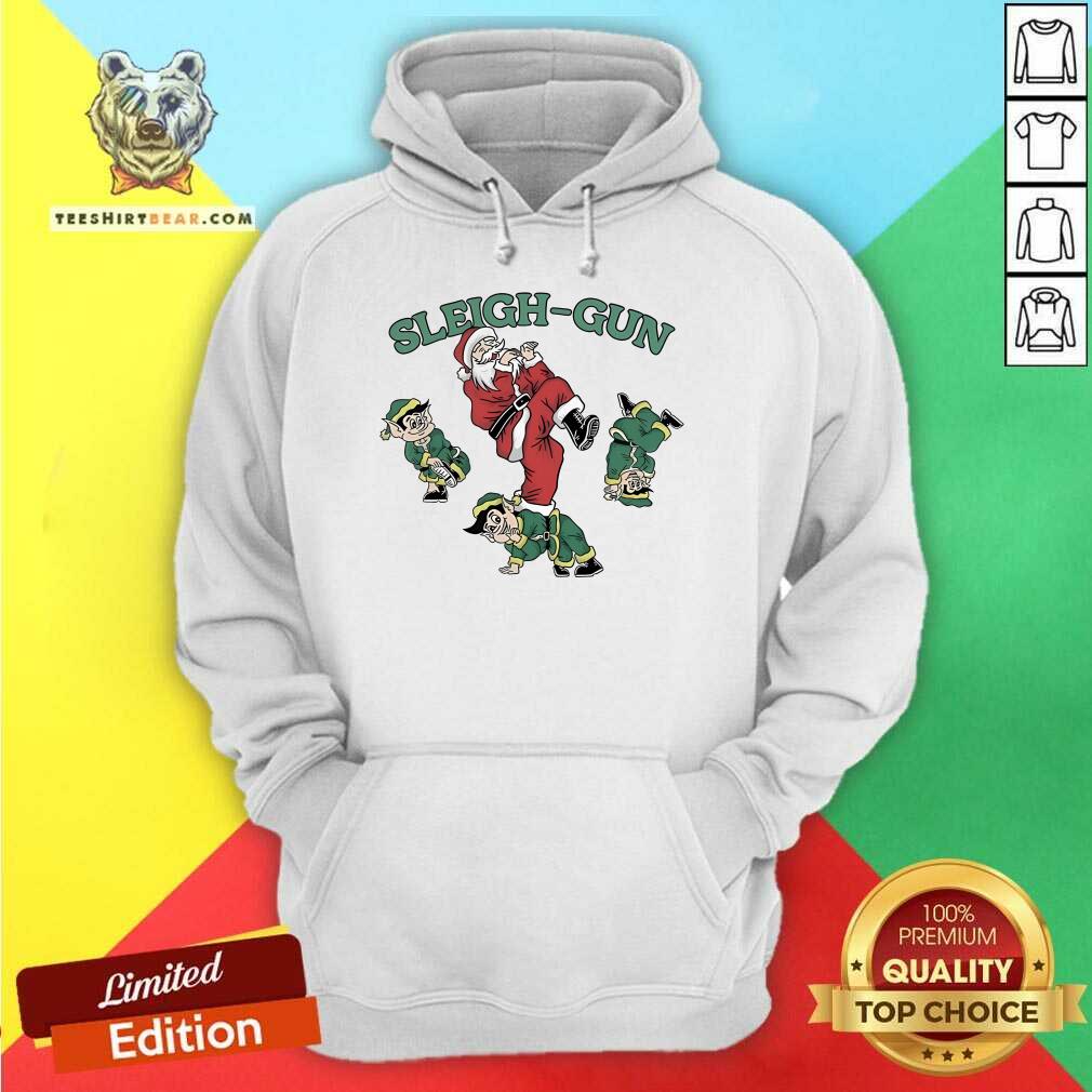 Funny Santa And Elf Sleigh Gun Christmas Hoodie