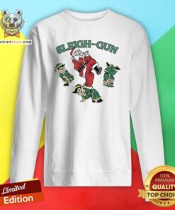 Funny Santa And Elf Sleigh Gun Christmas Sweatshirt