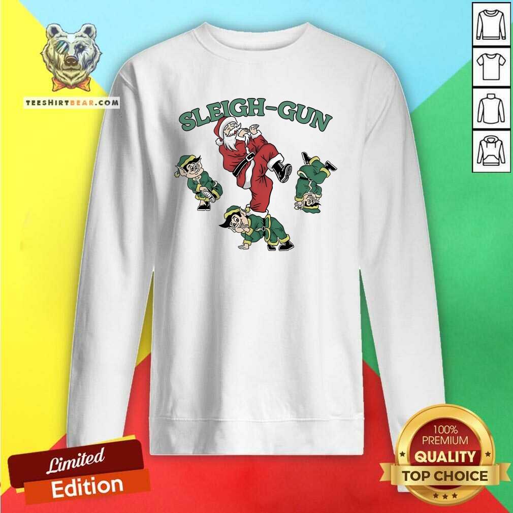 Funny Santa And Elf Sleigh Gun Christmas Sweatshirt