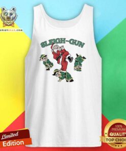 Funny Santa And Elf Sleigh Gun Christmas Tank-top