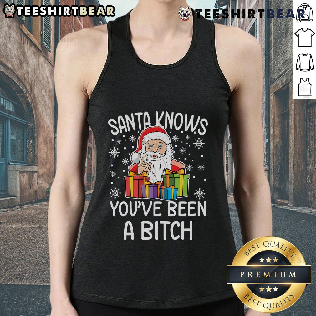 Funny Santa Claus tank top featuring 'You've Been a Bitch' text for a humorous Christmas look.