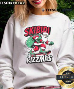 Funny Skibidi Rizzmas sweatshirt featuring an inappropriate Santa face design, perfect for holiday humor and festive style.