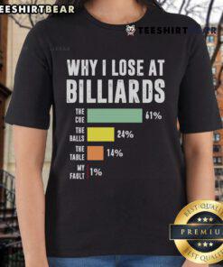 Funny billiards player ladies tee showcasing humor about losing at billiards, perfect for pool enthusiasts.