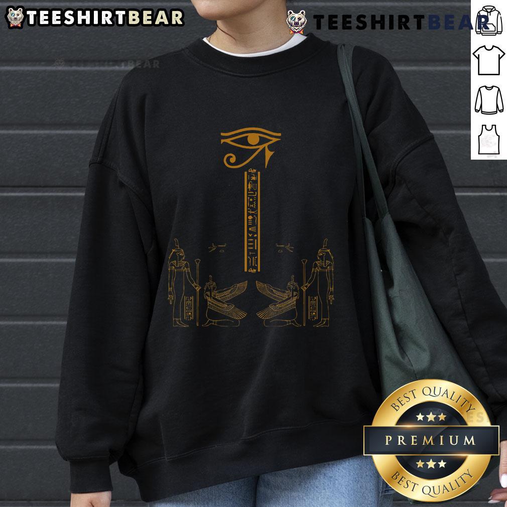 Stylish sweatshirt featuring the ancient Egyptian Kemet goddess Maat and the Eye of Horus design for a unique look.