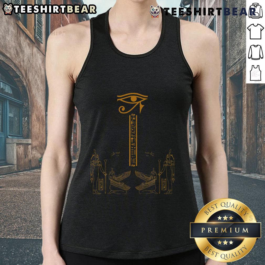 Good Ancient Egyptian Kemet Goddess Maat tank top featuring Eye of Horus design, perfect for cultural fashion enthusiasts.