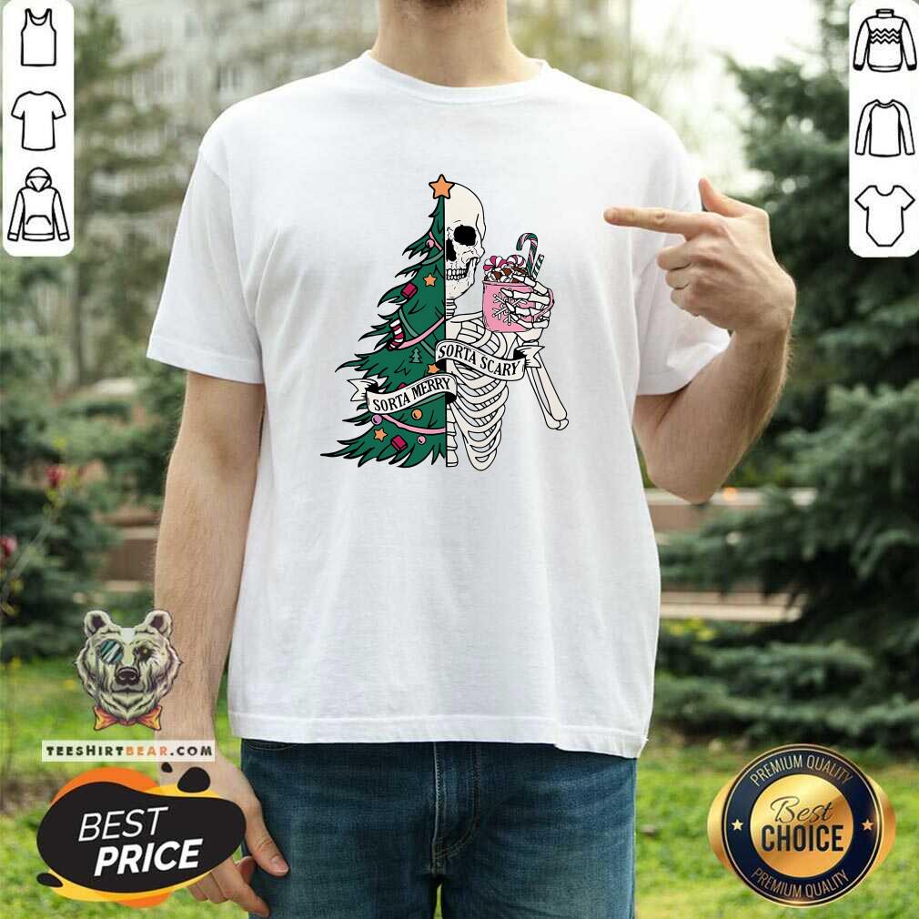 Good Christmas Sorta Merry Sorta Scary Skeleton Xmas Tree T-Shirt