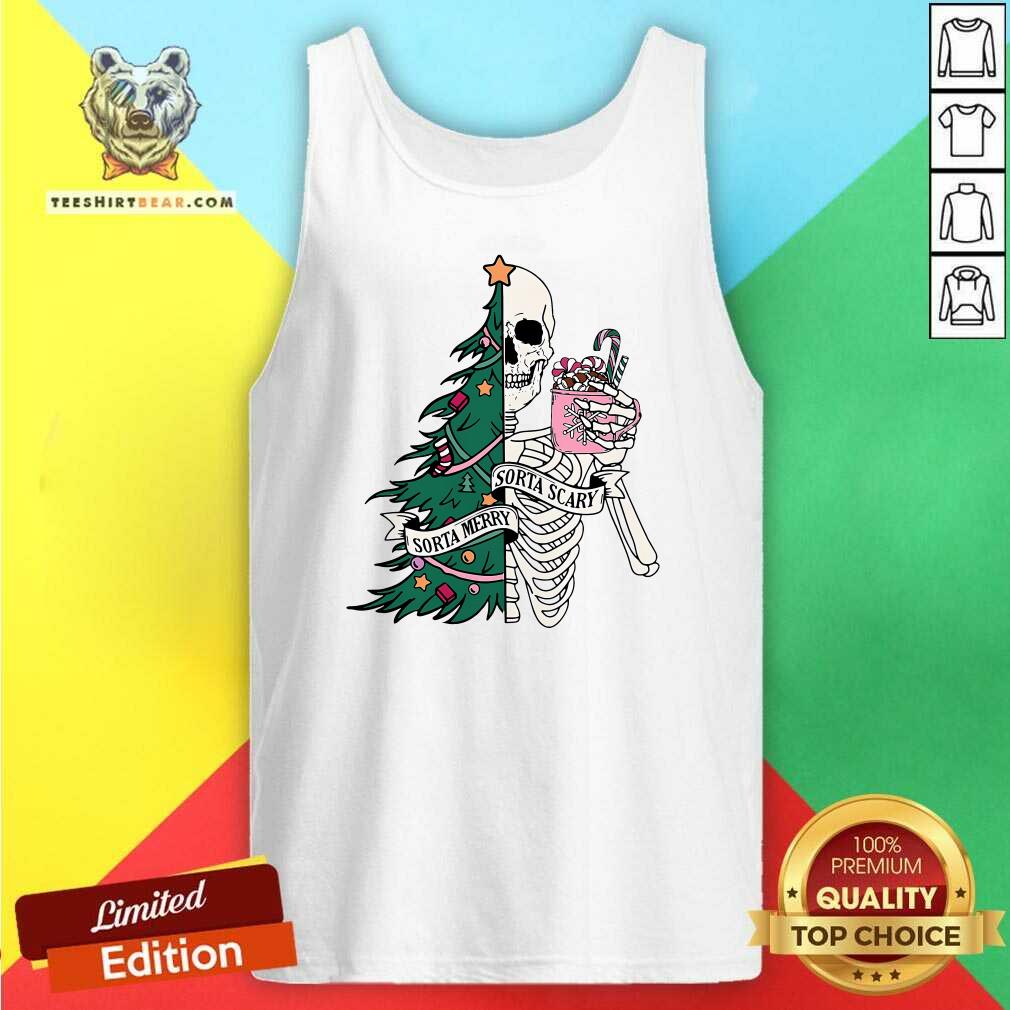 Good Christmas Sorta Merry Sorta Scary Skeleton Xmas Tree Tank-top