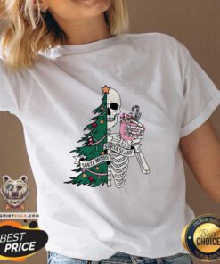 Good Christmas Sorta Merry Sorta Scary Skeleton Xmas Tree V-neck