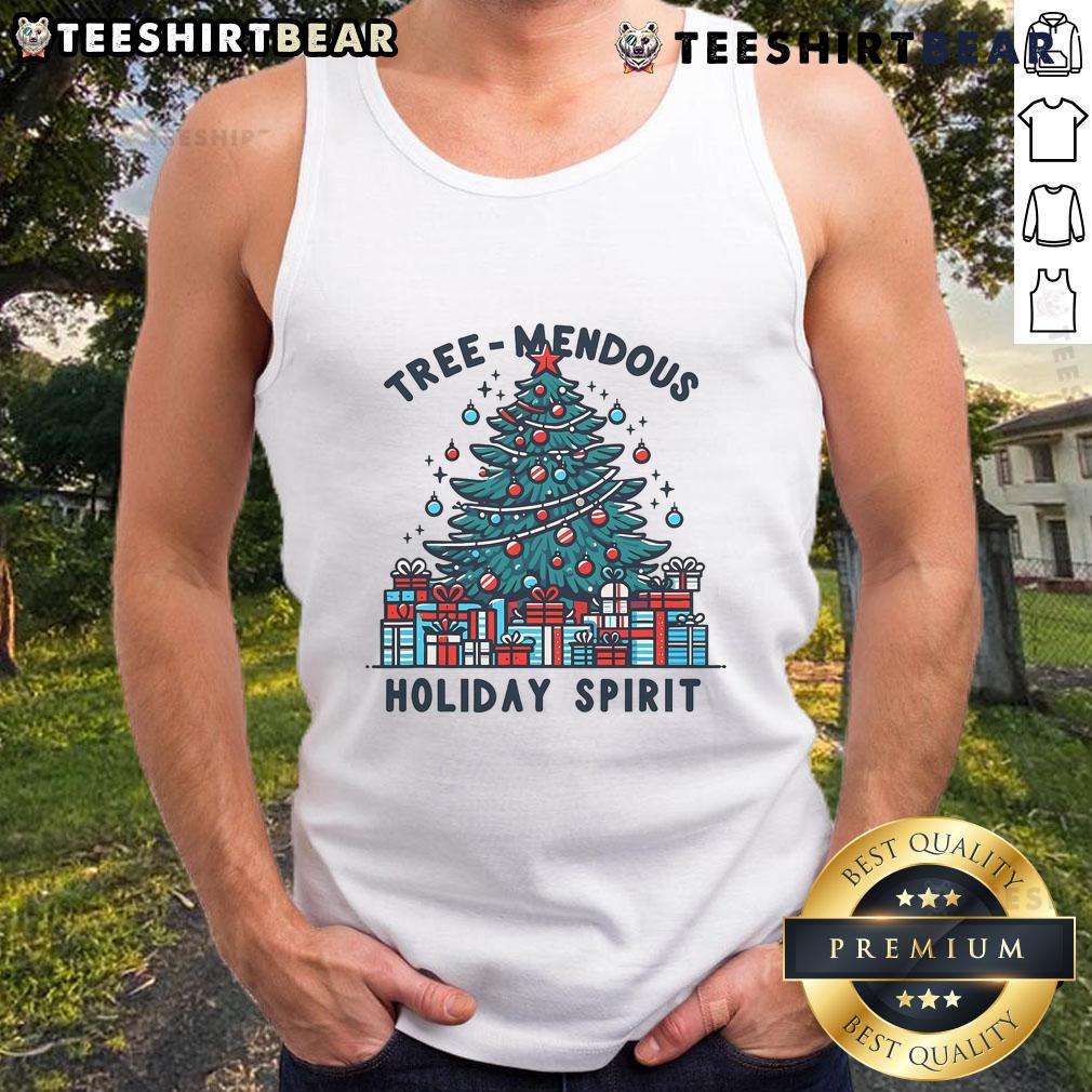 Festive Christmas tank top featuring a beautifully decorated tree, perfect for spreading good holiday spirit.