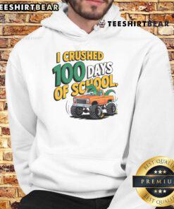 Good I Crushed 100 Day of School Monster Truck T-Rex Dinosaur Hoodie for kids, featuring vibrant graphics and fun design.