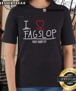 Good I Love Flagslop What About It Ladies Tee showcasing a stylish graphic design with a modern fit for women.