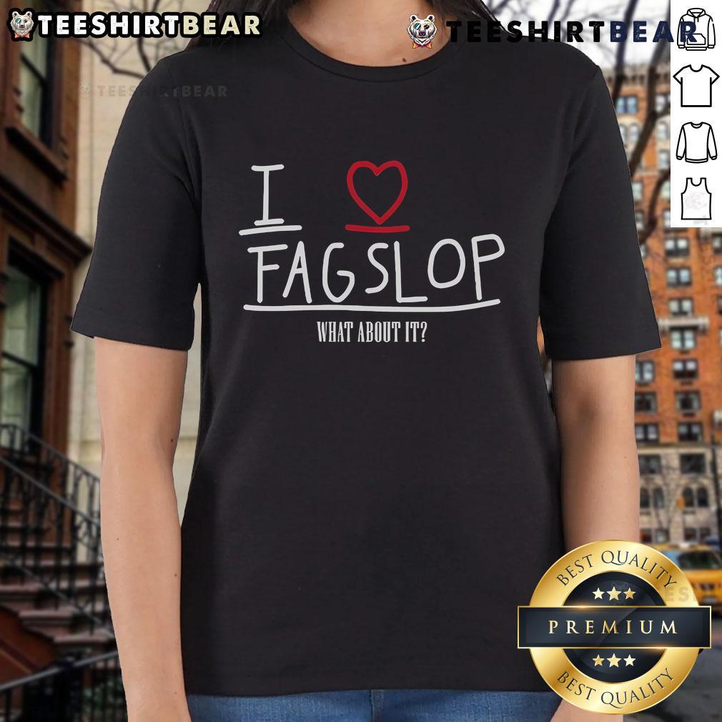 Good I Love Flagslop What About It Ladies Tee showcasing a stylish graphic design with a modern fit for women.