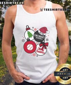 Good Merry Christmas Cincinnati Baseball Est. 1881 tank top featuring festive design and team spirit for holiday cheer.
