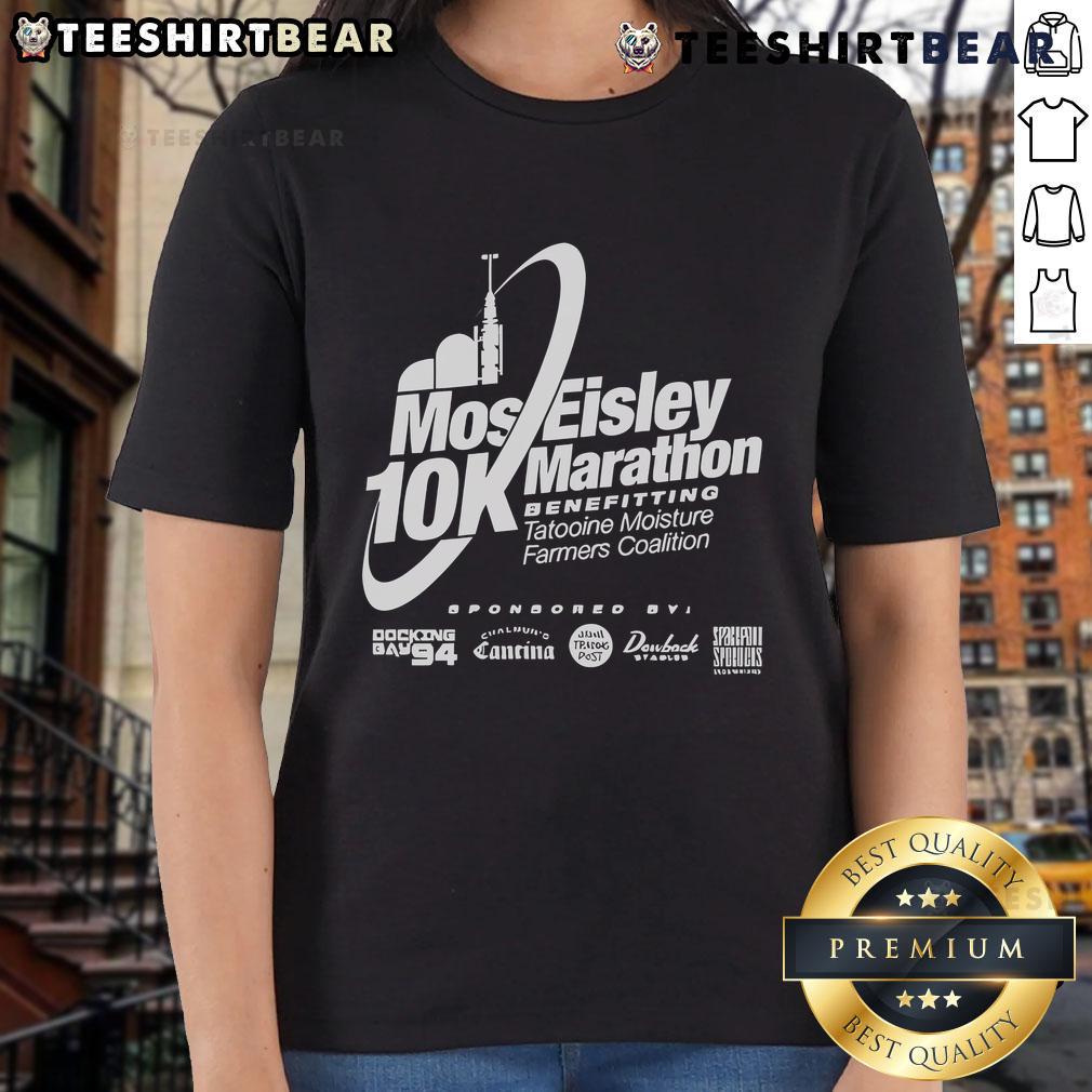 Good Mos Eisley 10k Marathon benefiting Star Wars, featuring a vibrant ladies tee with iconic sci-fi graphics.