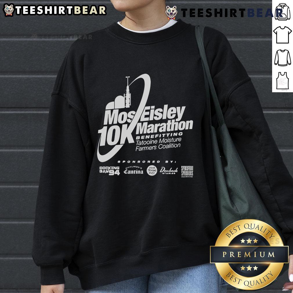 Good Mos Eisley 10k Marathon sweatshirt featuring Star Wars design, perfect for race enthusiasts and fans.