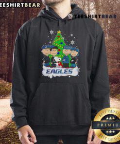 Good Peanuts characters in Philadelphia Eagles Christmas tree hoodie, perfect for festive fans and holiday cheer.