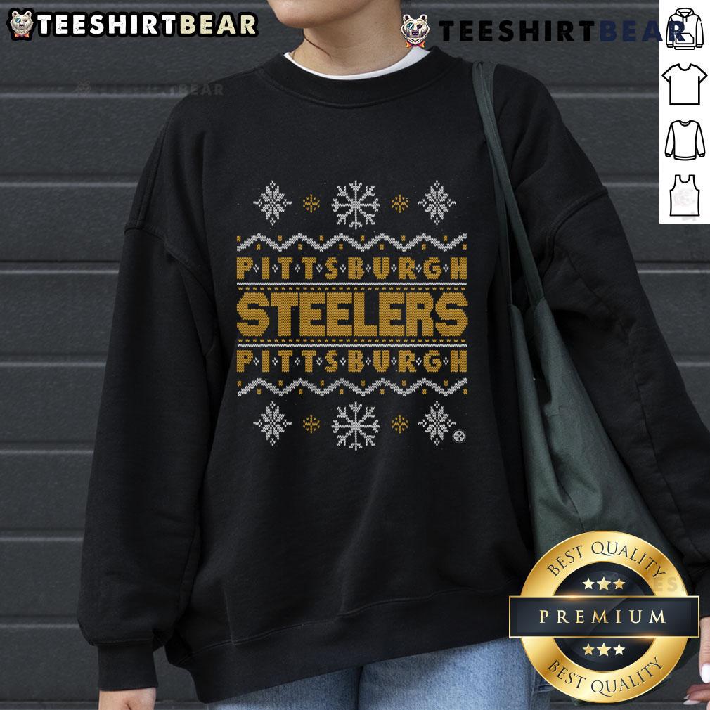 Cozy Pittsburgh Steelers holiday sweatshirt featuring team logo, perfect for fans celebrating the season in style.