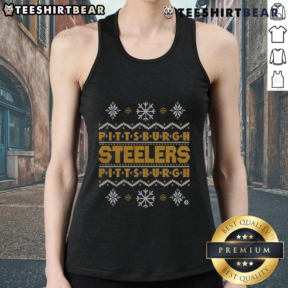 Good Pittsburgh Steelers holiday tank top featuring team colors and logo, perfect for festive game day celebrations.