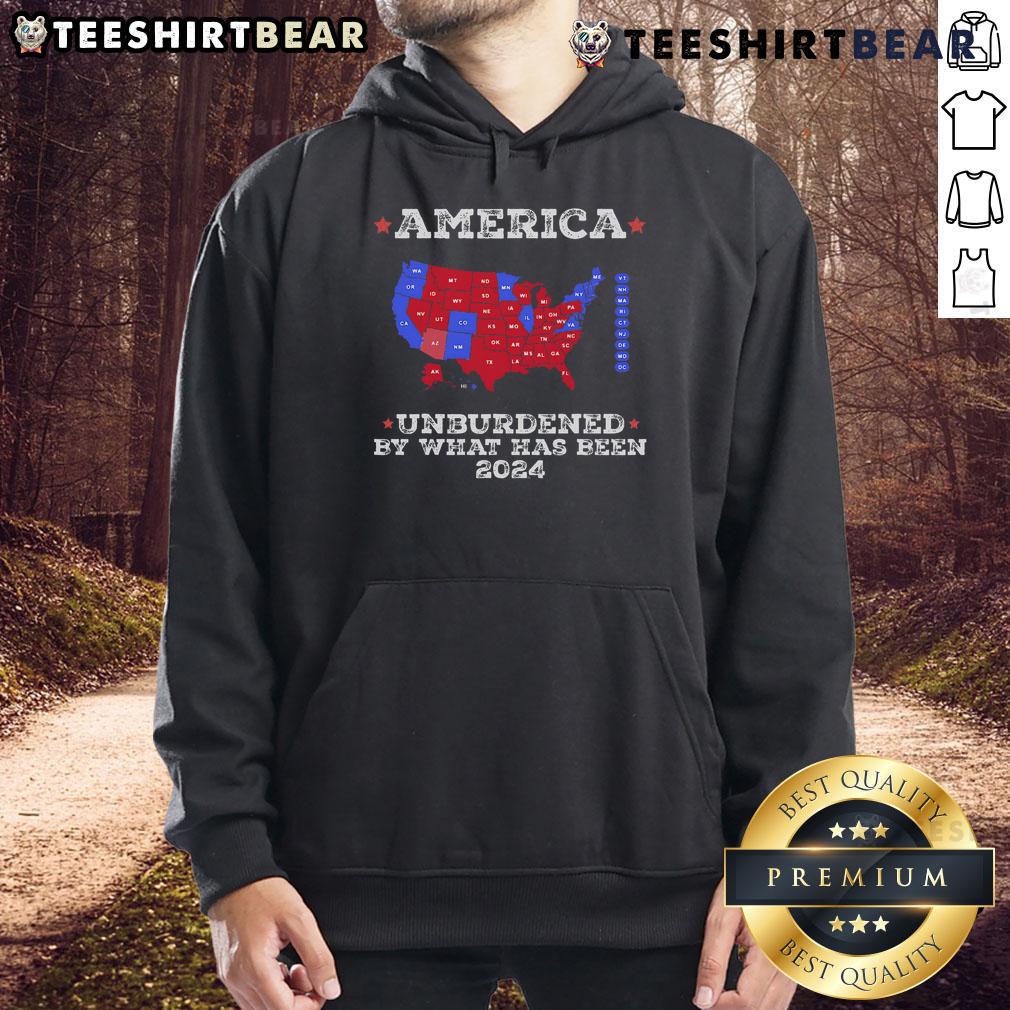 Good Retro America Unburdened By What Has Been 2024 Hoodie showcasing vintage style and patriotic design.