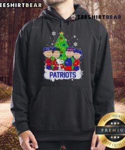 Alt Text: Good Snoopy The Peanuts New England Patriots Christmas Tree Hoodie featuring festive design and vibrant colors.