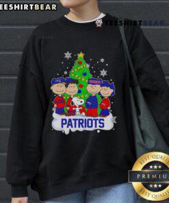 Good Snoopy The Peanuts New England Patriots Christmas Tree Sweatshirt featuring festive design and team colors.