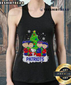 Good Snoopy The Peanuts New England Patriots Christmas Tree Tank Top featuring festive Snoopy design for holiday cheer.