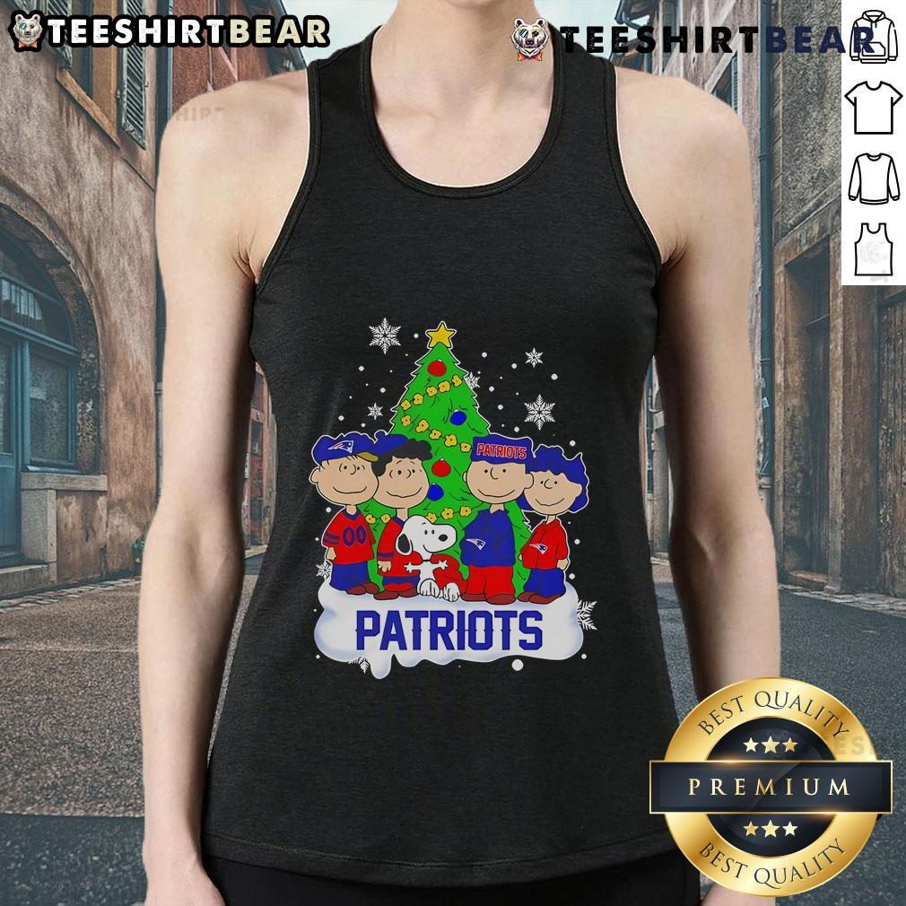Good Snoopy The Peanuts New England Patriots Christmas Tree Tank Top featuring festive Snoopy design for holiday cheer.