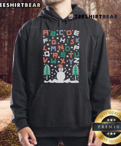 Good Snowman Alphabet Christmas Hoodie featuring a playful snowman design and festive colors for holiday cheer.