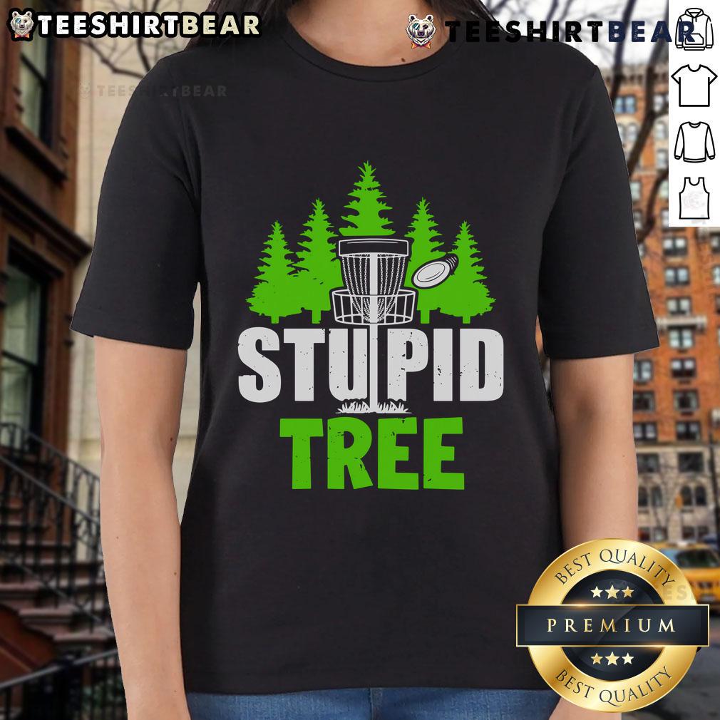 Good Stupid Tree Ladies Tee featuring a quirky design with playful typography and vibrant colors on a stylish t-shirt.