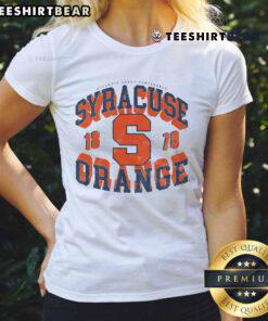 Ladies tee featuring the Syracuse Orange court arched wordmark design, perfect for fans and casual wear.