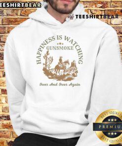 Cozy hoodie featuring 'Happiness Is Watching Gunsmoke Over and Over Again' design, perfect for fans of the classic series.