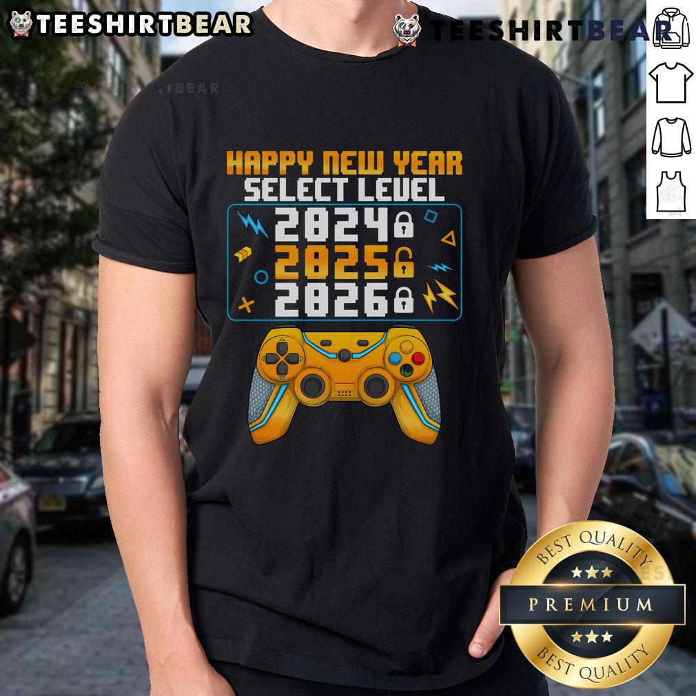 Happy New Year 2025 T-shirt featuring festive design for New Year's Eve party celebration.
