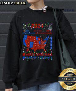 Hot 2024 Electoral Map Merry Christmas Trump Landslide Holiday Sweatshirt featuring festive design and political theme.
