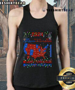 Hot 2024 electoral map design featuring 'Merry Christmas' and Trump landslide theme on a holiday tank top.