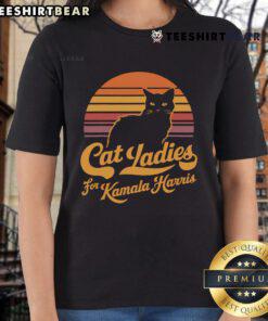 Hot Cat Lady vintage sunset tee supporting Kamala Harris, featuring a stylish design perfect for fans.