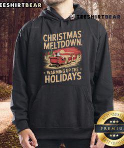 Hot Christmas Meltdown Santa hoodie showcasing climate change and global warming themes in a festive design.