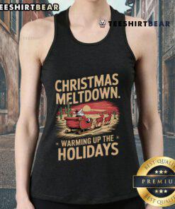 Hot Christmas Meltdown Santa tank top design highlighting climate change and global warming in a festive style.