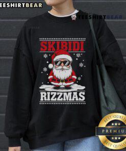 Trendy Hot Gen Alpha Slang Christmas sweatshirt featuring Santa and Skibidi Rizzmas design, perfect for holiday celebrations.