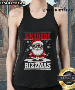 Trendy Hot Gen Alpha Slang Christmas tank top featuring Santa and Skibidi Rizzmas design for festive fashion enthusiasts.