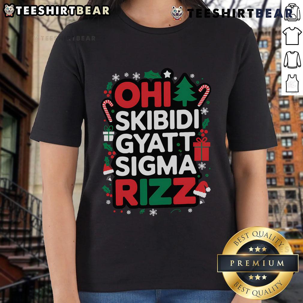 Hot Ohio Skibidi Gyatt Sigma Rizz Gen Alpha Xmas Ladies Tee featuring festive graphics and stylish design for holiday wear.