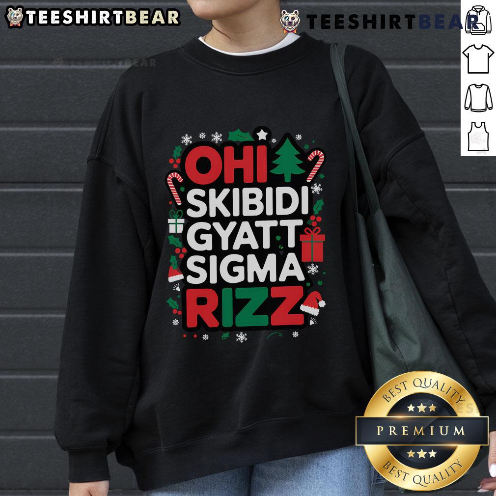 Hot Ohio Skibidi Gyatt Sigma Rizz Gen Alpha Xmas sweatshirt featuring a vibrant holiday design and cozy fit.