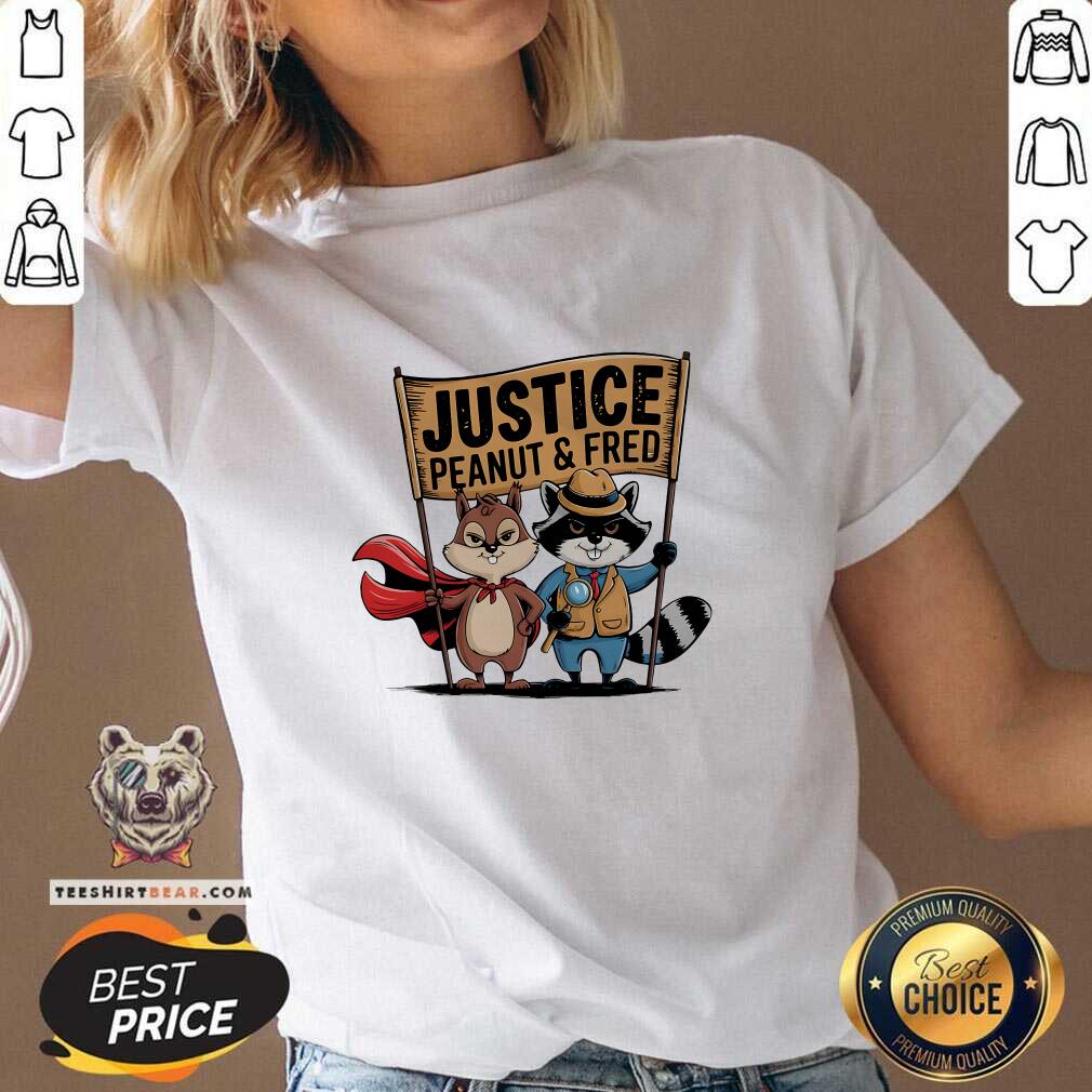 Hot Peanut Squirrel And Fred Raccoo Justice For Peanut Wanted V-neck