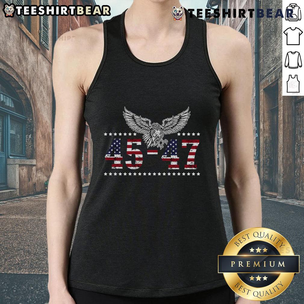 Hot Trump 2024 tank top featuring the American flag, celebrating Trump as 45th and 47th President for the 2024 election.