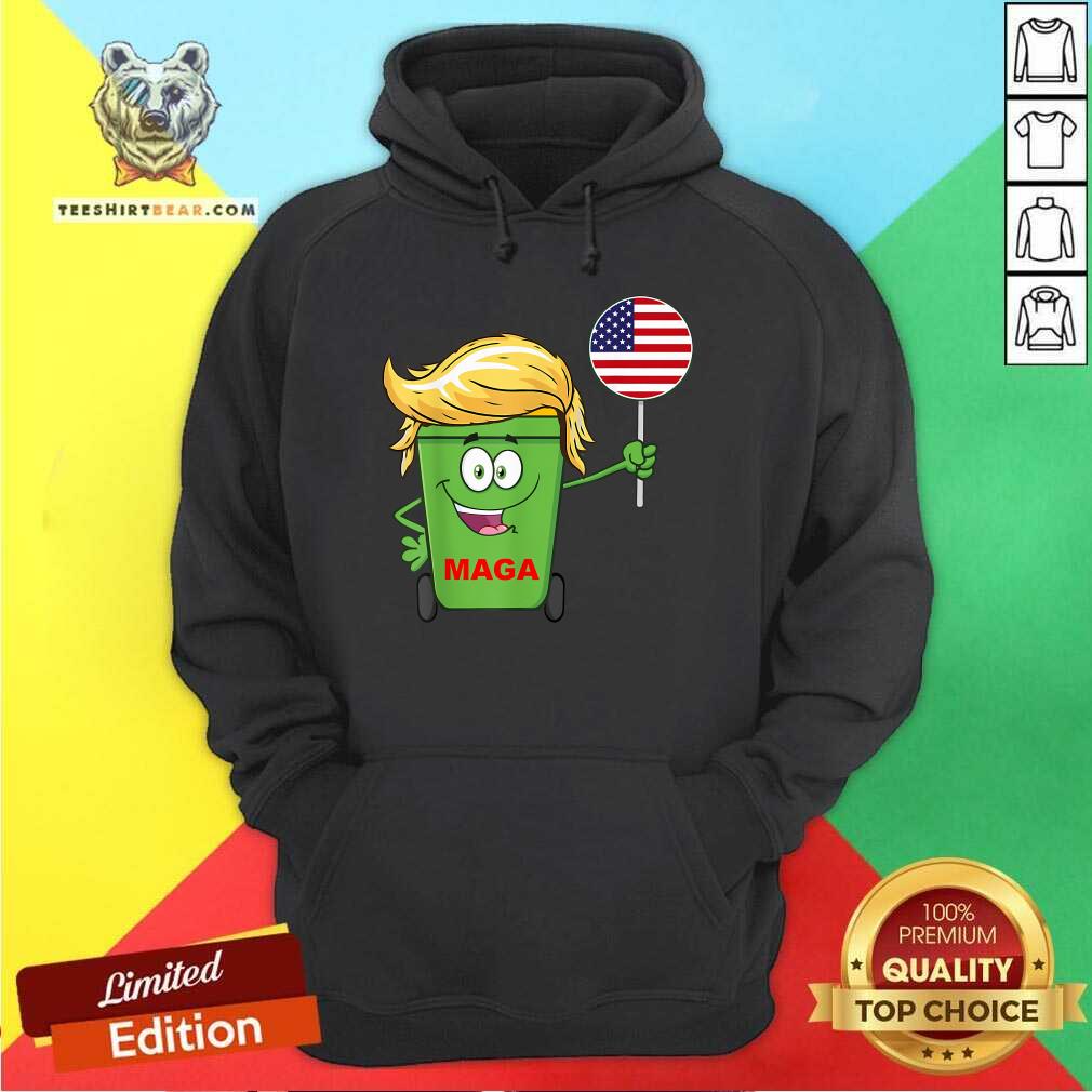 Hot Trump Maga Cartoon Garbage Can American Flag Hoodie