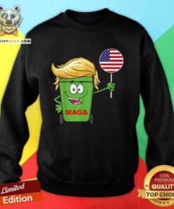 Hot Trump Maga Cartoon Garbage Can American Flag Sweatshirt