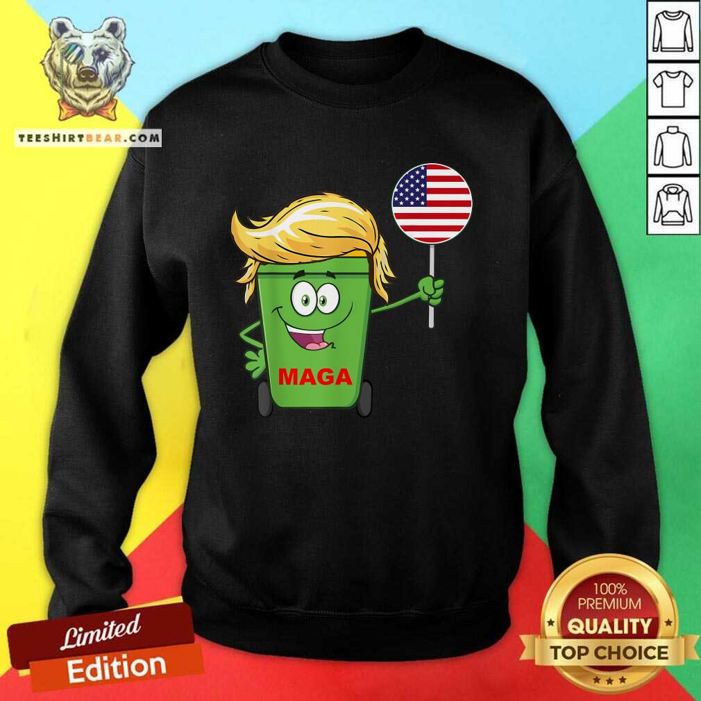 Hot Trump Maga Cartoon Garbage Can American Flag Sweatshirt