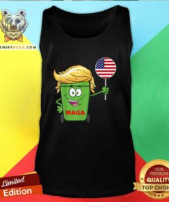 Hot Trump Maga Cartoon Garbage Can American Flag Tank-top