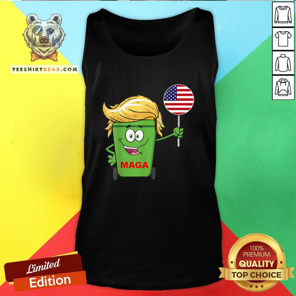 Hot Trump Maga Cartoon Garbage Can American Flag Tank-top
